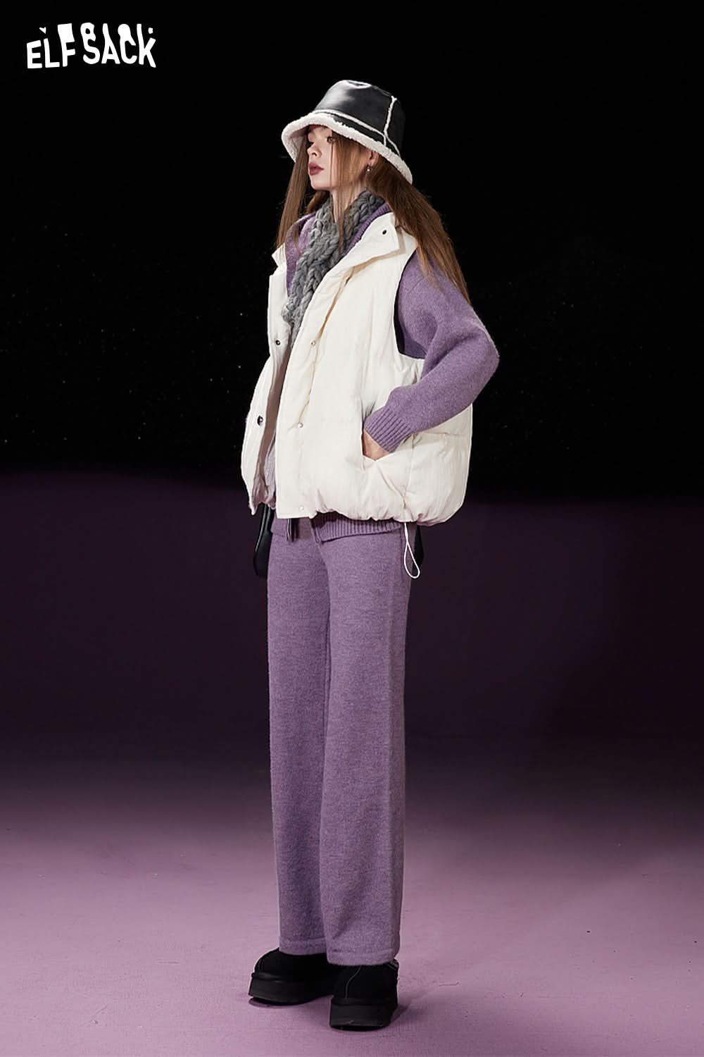 ELFSACK Trouser Suits Knitwears Woman Loose Long Sleeve Casual Outwears