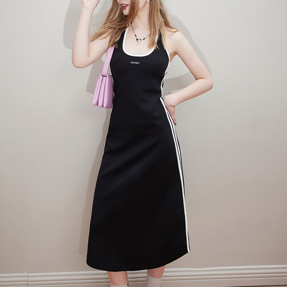 
                  
                    ELFSACK Sports style black suspender dress for women's spring 2024 new slimming hanging neck long skirt
                  
                