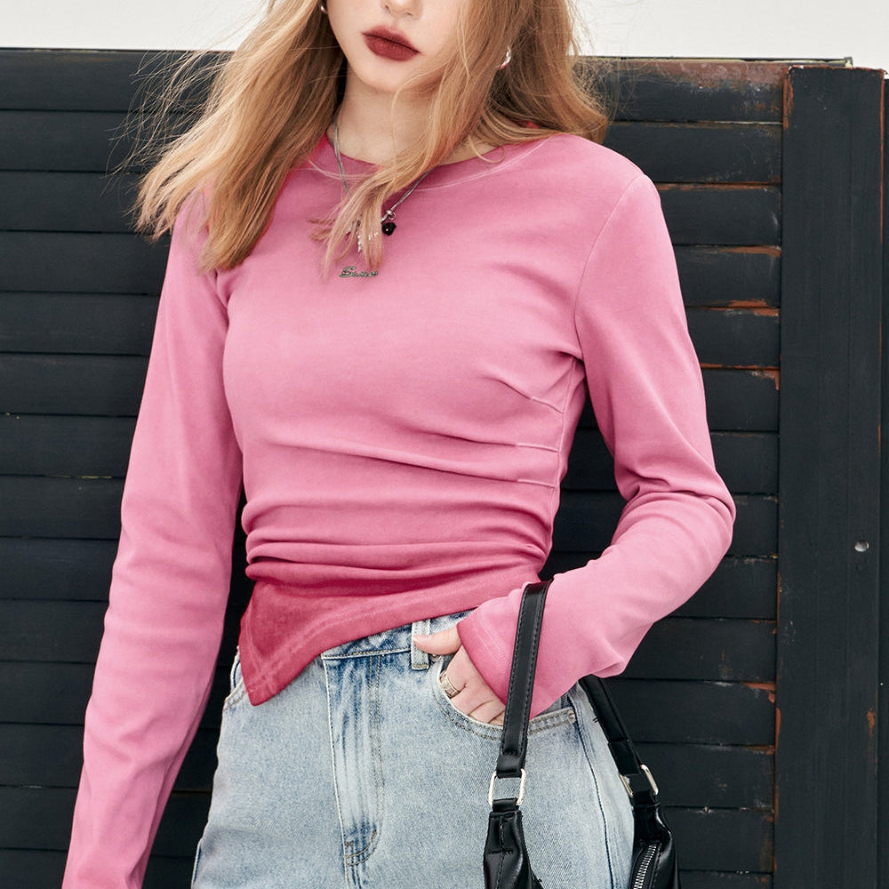 
                  
                    ELFSACK irregular slim long sleeve casual style t-shirt for women 2024 fit in spring new fashion designation Y2K style hot girl undershirt
                  
                