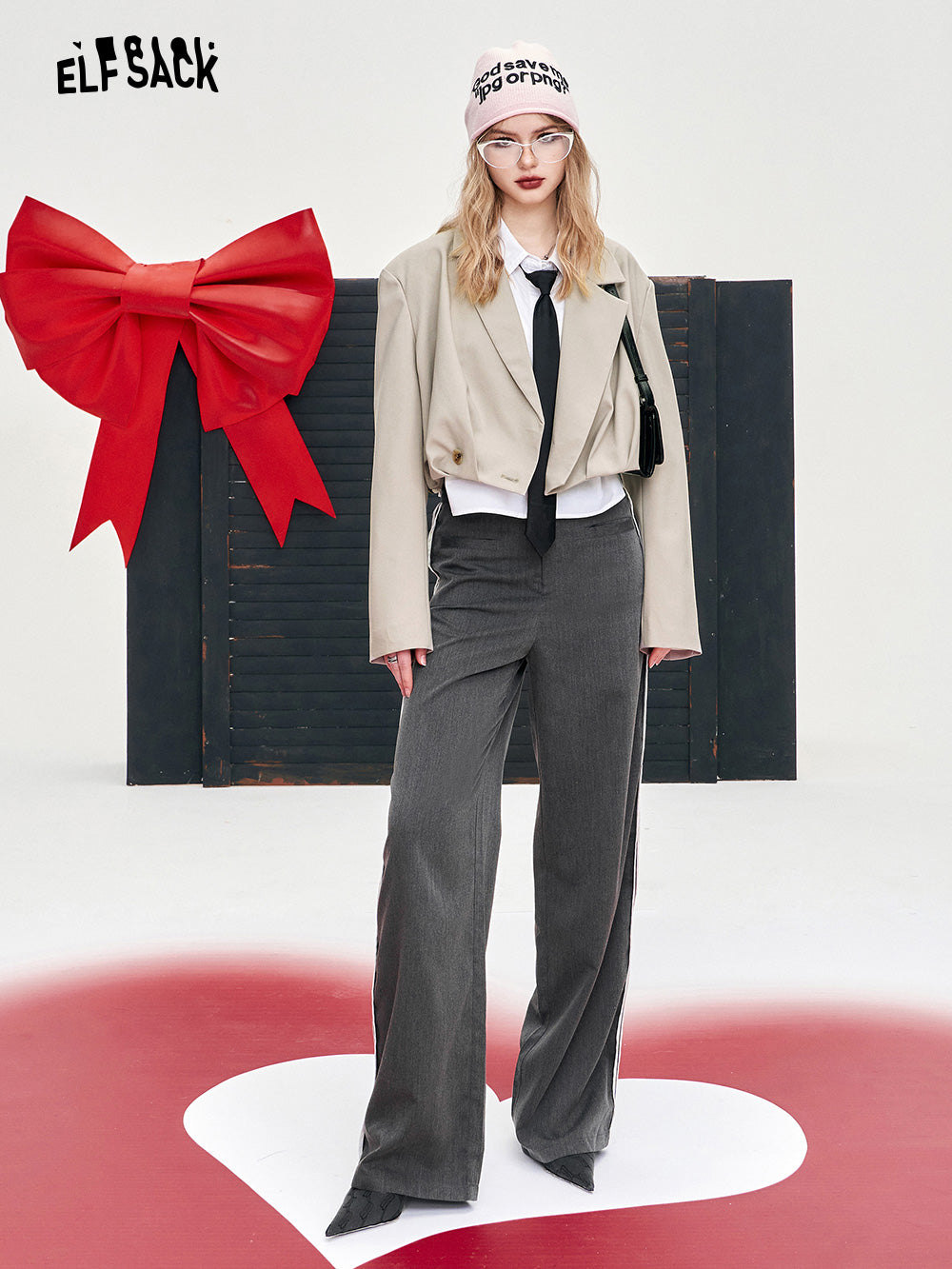 ELFSACK offcie style straight leg suit pants spring loose casual thin TR material long length pants