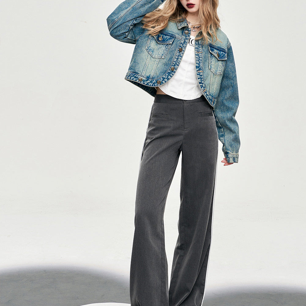 
                  
                    ELFSACK offcie style straight leg suit pants for women 2024 spring loose casual thin TR material long length pants
                  
                