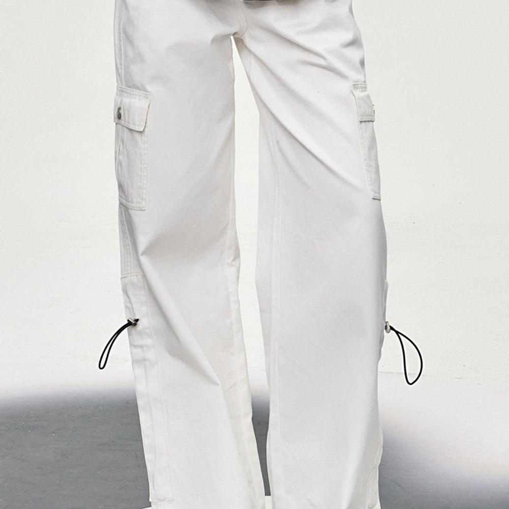 
                  
                    ELFSACK white workwear style wide leg pants for women versatile loose thin 2024 new long straight long pants
                  
                