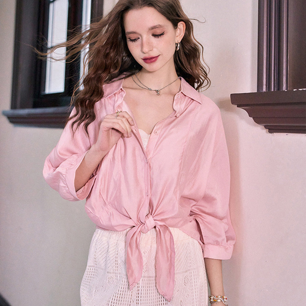 
                  
                    ELFSACK 2024 Summer New French thin loose temperament solid color versatile slim shirt for women
                  
                