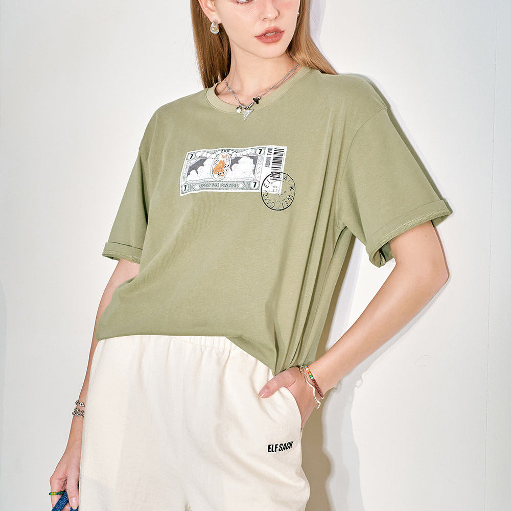 
                  
                    ELFSACK 2024 Summer New Loose Short sleeved T-shirt Slim and Casual Versatile Basic Top
                  
                