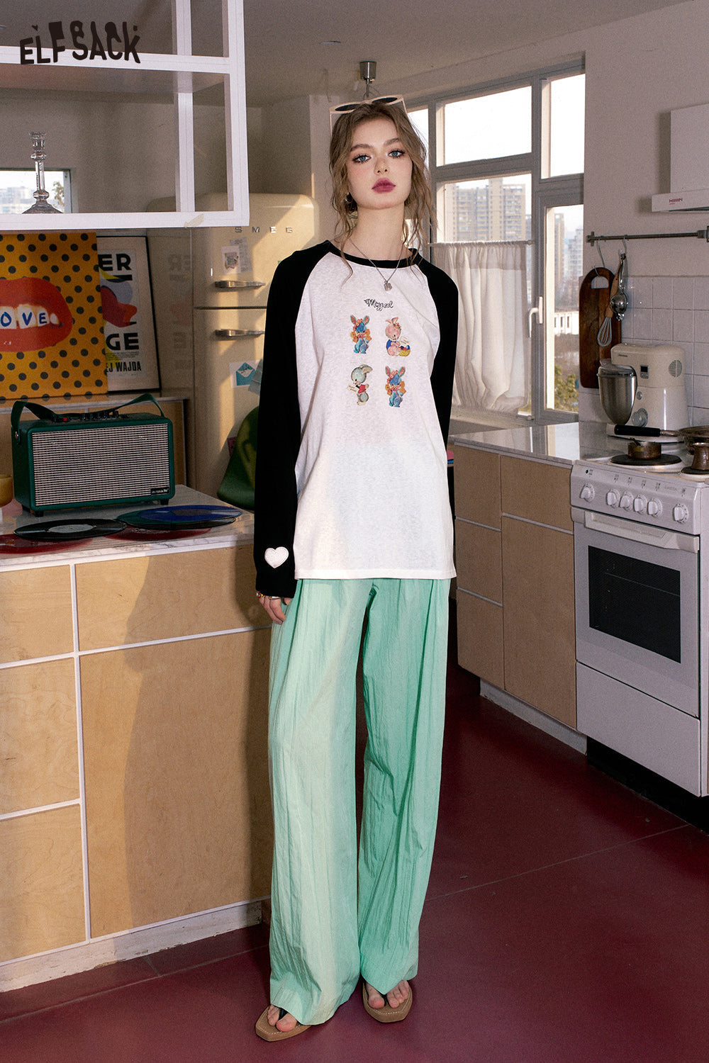 ELFSACK [Yamamoto Pants] dopamine casual women's spring small and slim casual pants