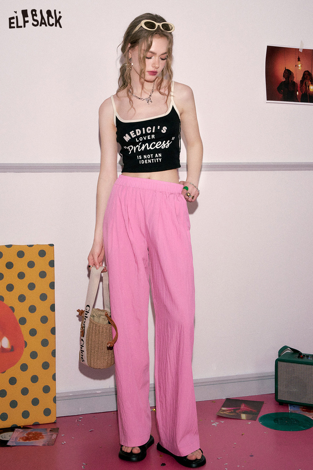 ELFSACK [Yamamoto Pants] dopamine casual women's spring small and slim casual pants