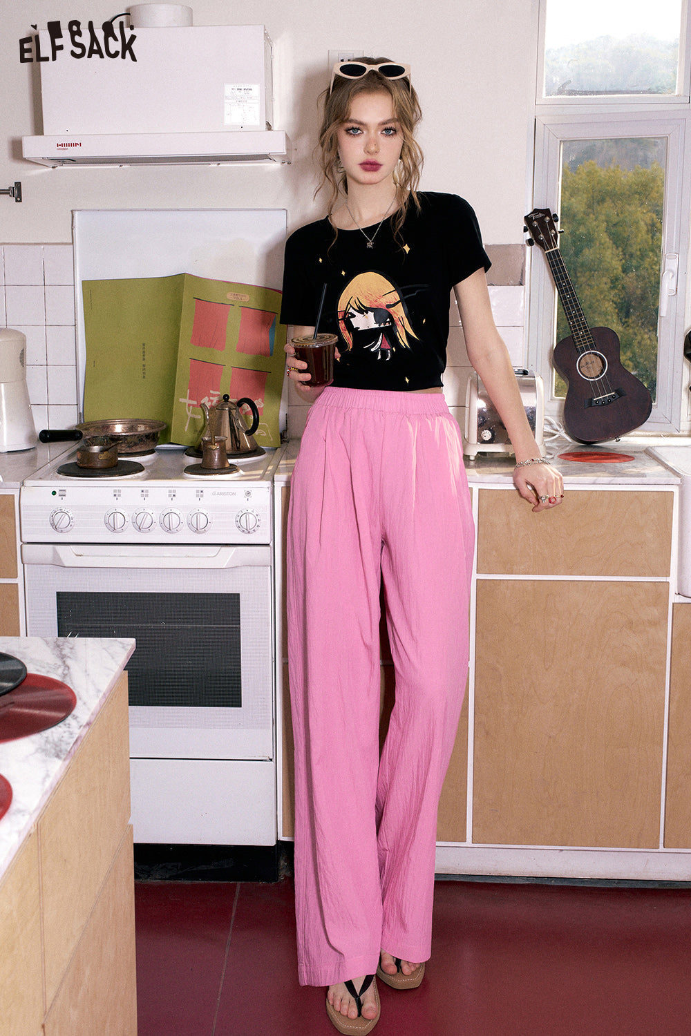 ELFSACK [Yamamoto Pants] dopamine casual women's spring small and slim casual pants