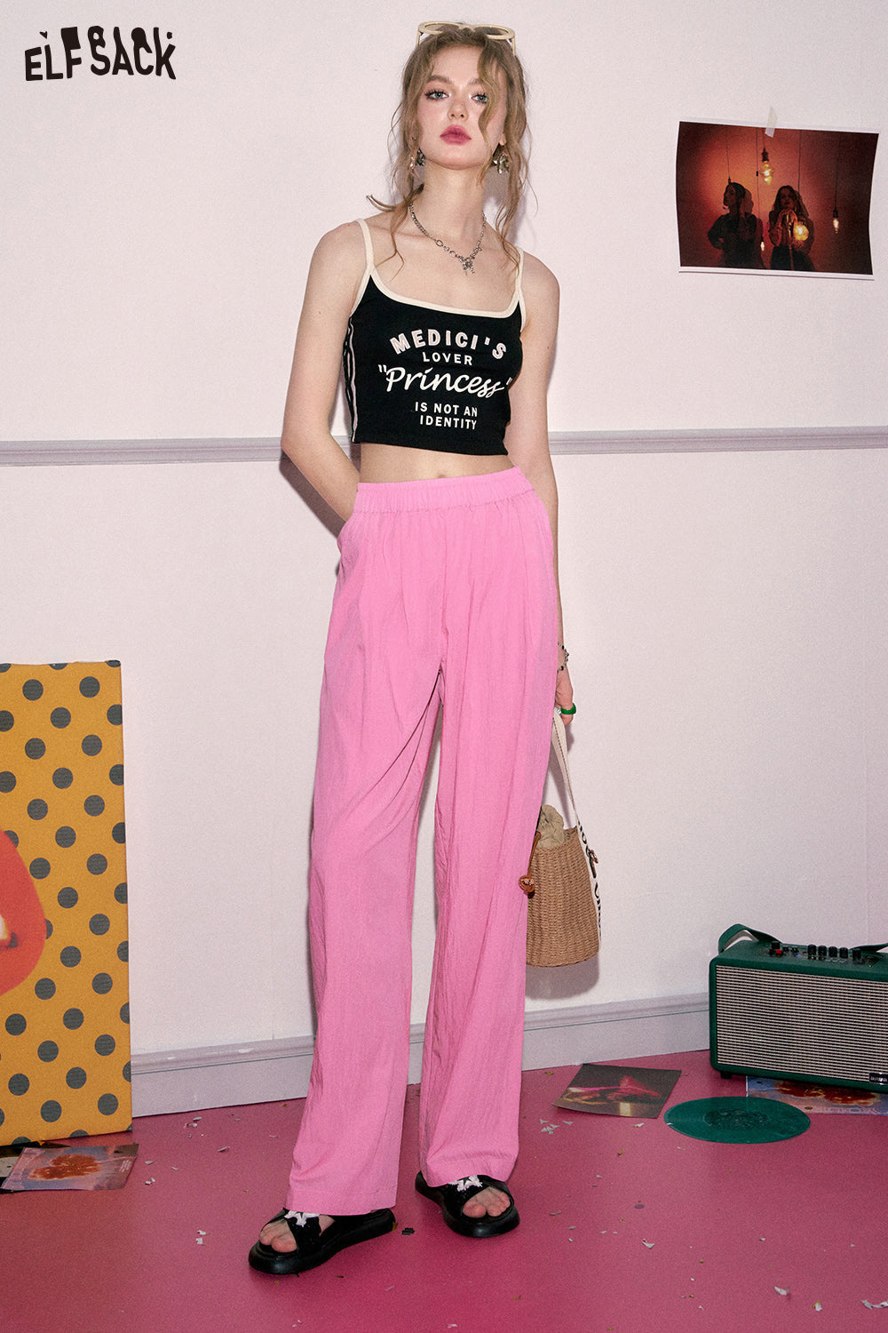 ELFSACK [Yamamoto Pants] dopamine casual women's spring small and slim casual pants