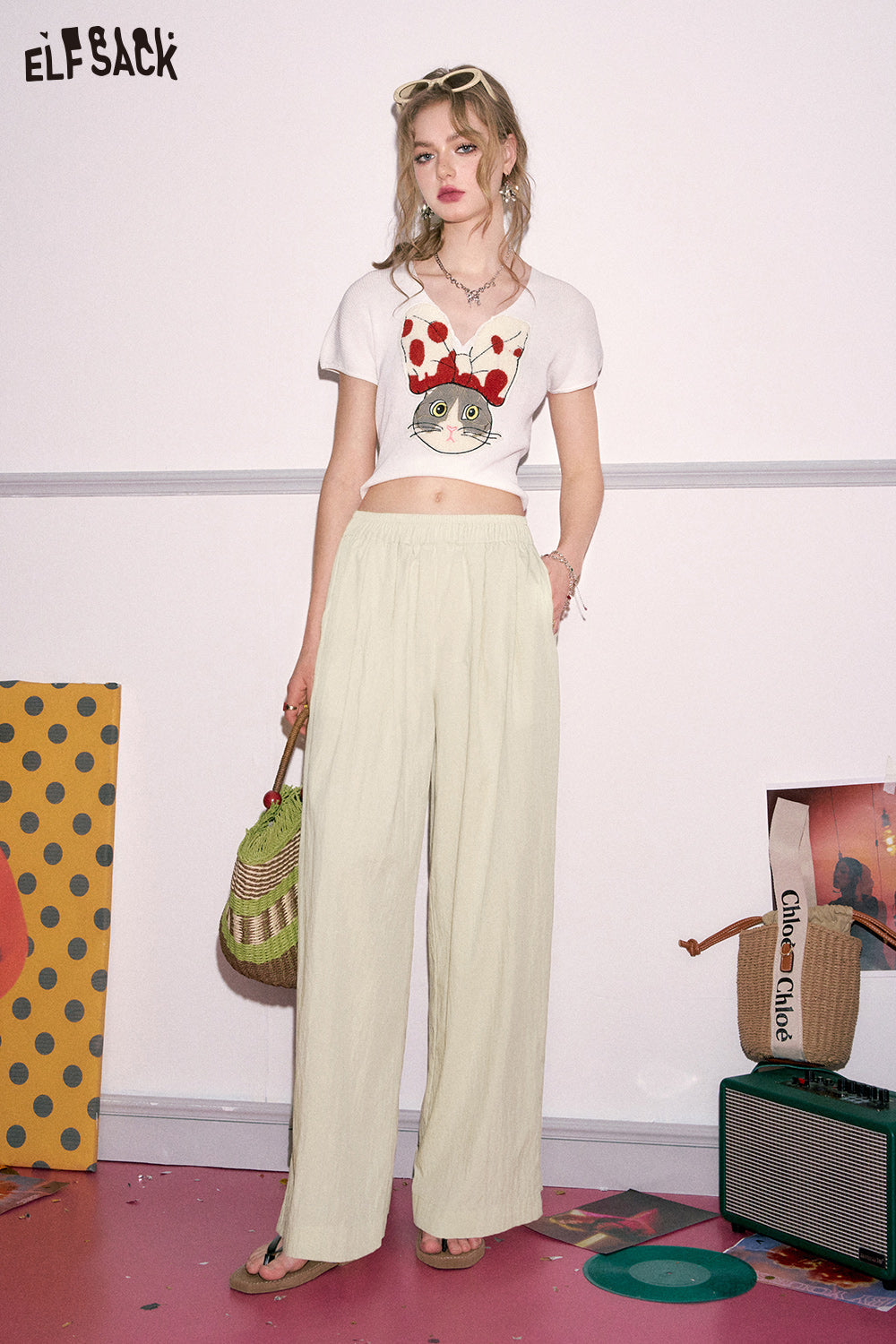 ELFSACK [Yamamoto Pants] dopamine casual women's spring small and slim casual pants