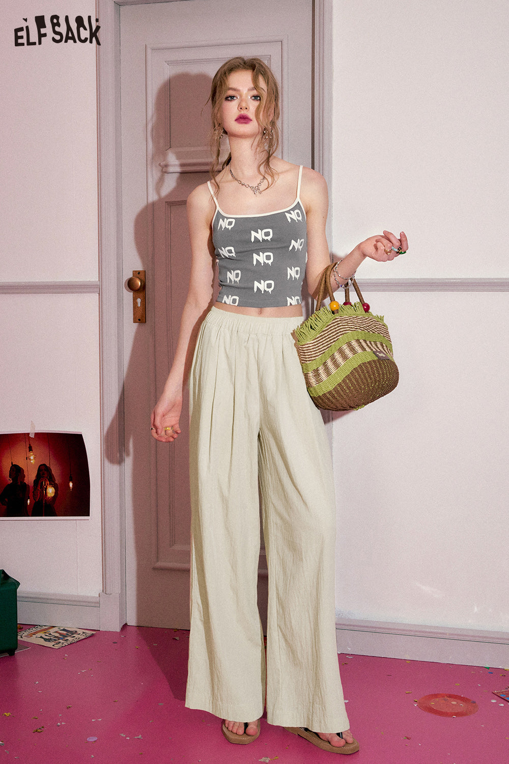 ELFSACK [Yamamoto Pants] dopamine casual women's spring small and slim casual pants