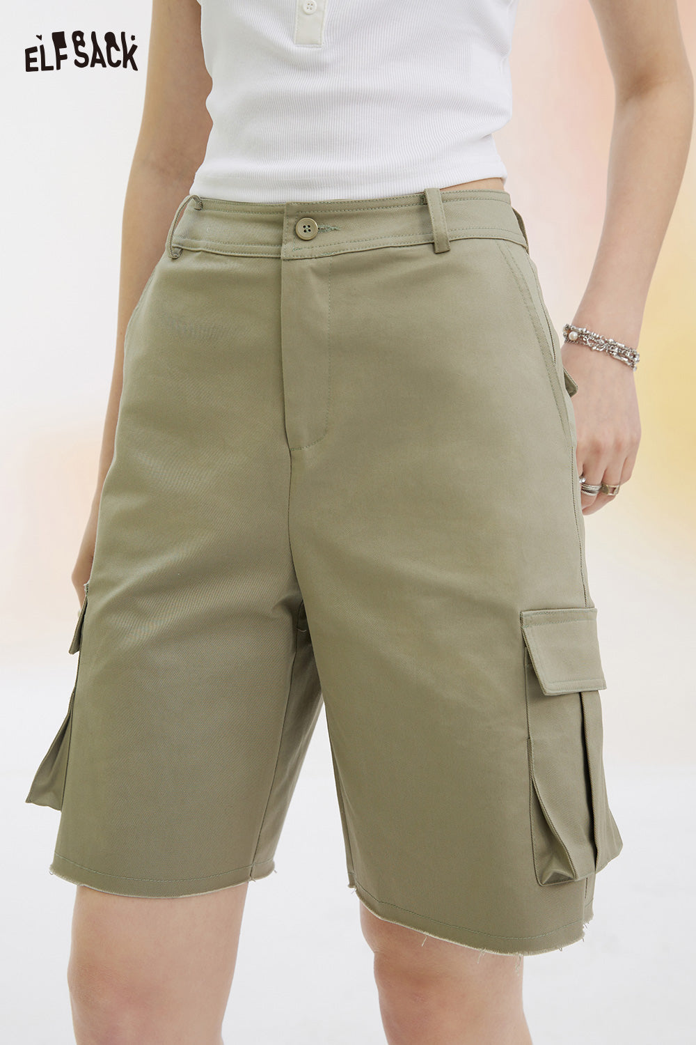 
                  
                    ELFSACK Khaki color five division pants for women's summer 2024 new small and sporty casual pants
                  
                