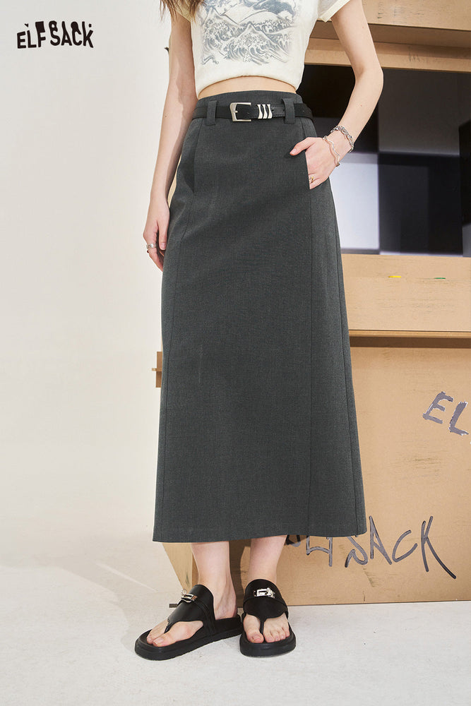 
                  
                    ELFSACK A-shaped pendulum Suit skirt Belt included female New Summer 2024 Versatile Appear thin Long skirt
                  
                