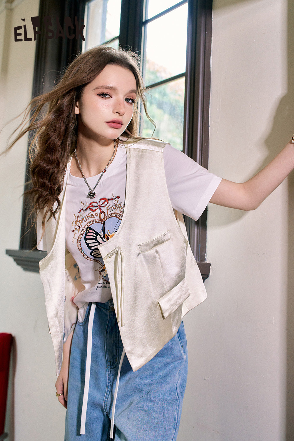 ELFSACK Chinese style outerwear unique waistcoat vest thin vest