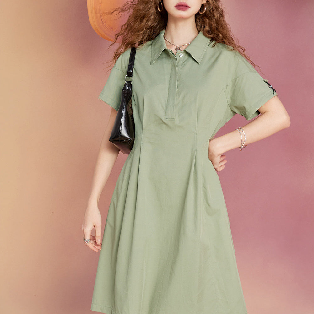 
                  
                    ELFSACK New work dress with waistband, military green casual, simple and loose fitting, summer light sports skirt
                  
                