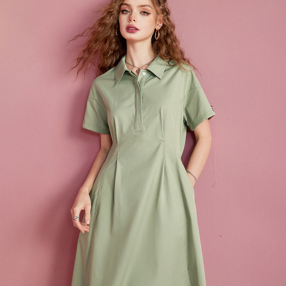 
                  
                    ELFSACK New work dress with waistband, military green casual, simple and loose fitting, summer light sports skirt
                  
                