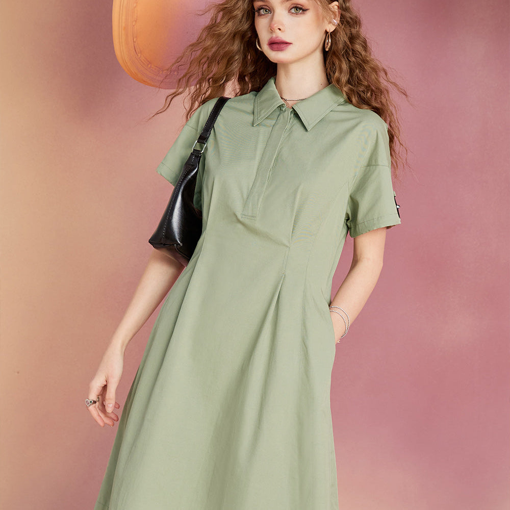 
                  
                    ELFSACK New work dress with waistband, military green casual, simple and loose fitting, summer light sports skirt
                  
                