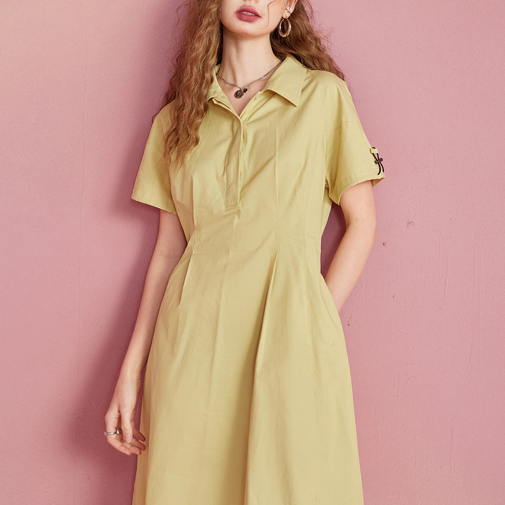 ELFSACK New work dress with waistband, military green casual, simple and loose fitting, summer light sports skirt