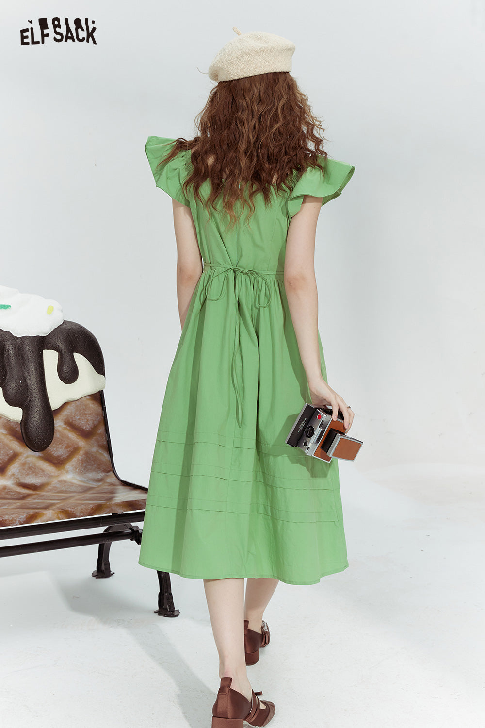 ELFSACK Square Neck Holiday Style Slim Skirt for woman