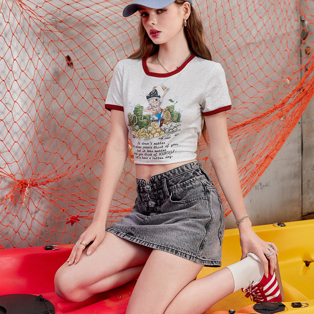 
                  
                    ELFSACK 2024 Summer New Arrivals White slim fit short sleeved t-shirt for women's BM casual versatile design top
                  
                