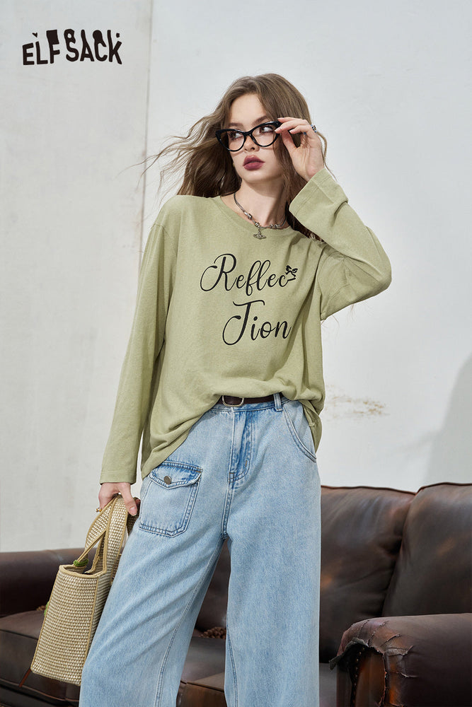 
                  
                    ELFSACK 2024 Summer New Arrivals Letter printed loose T-shirt for women Lazy casual hoodie with air conditioning
                  
                