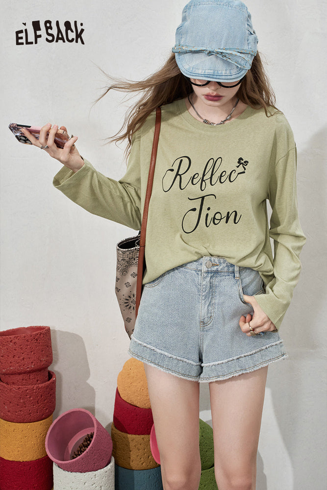 
                  
                    ELFSACK 2024 Summer New Arrivals Letter printed loose T-shirt for women Lazy casual hoodie with air conditioning
                  
                