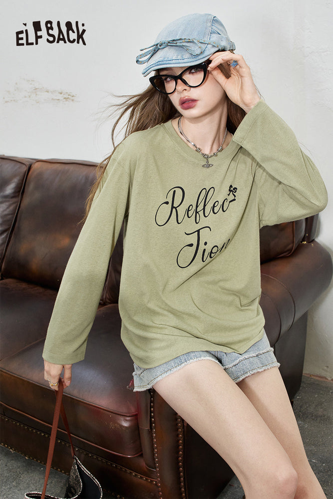 
                  
                    ELFSACK 2024 Summer New Arrivals Letter printed loose T-shirt for women Lazy casual hoodie with air conditioning
                  
                