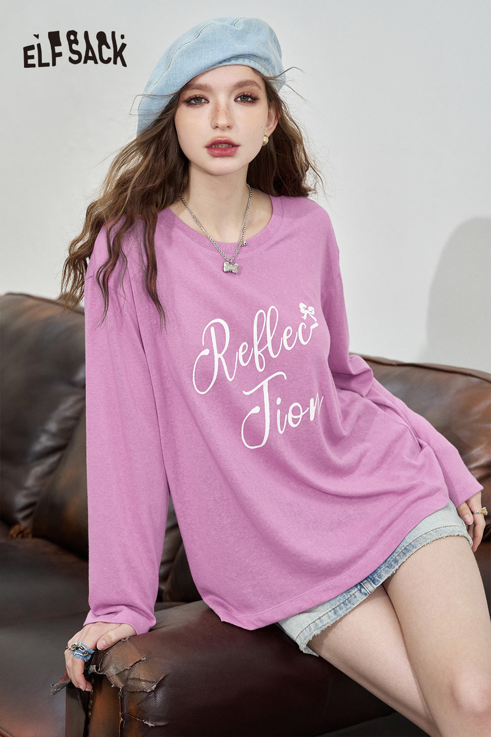 
                  
                    ELFSACK 2024 Summer New Arrivals Letter printed loose T-shirt for women Lazy casual hoodie with air conditioning
                  
                