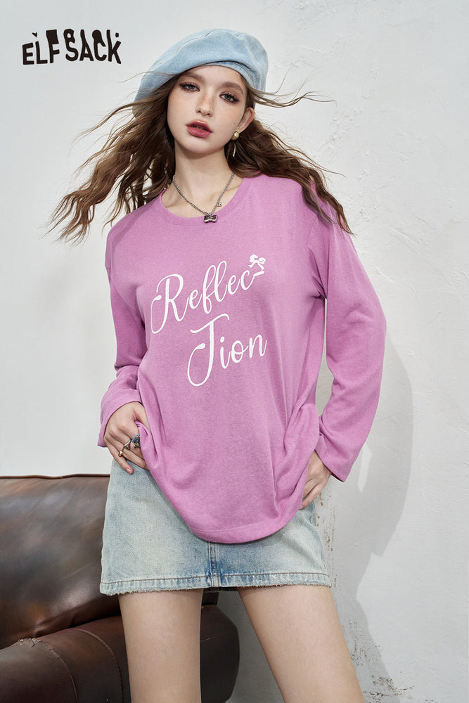 
                  
                    ELFSACK 2024 Summer New Arrivals Letter printed loose T-shirt for women Lazy casual hoodie with air conditioning
                  
                