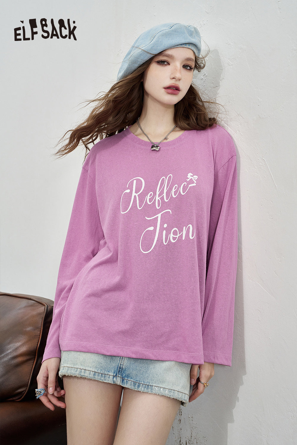 
                  
                    ELFSACK 2024 Summer New Arrivals Letter printed loose T-shirt for women Lazy casual hoodie with air conditioning
                  
                