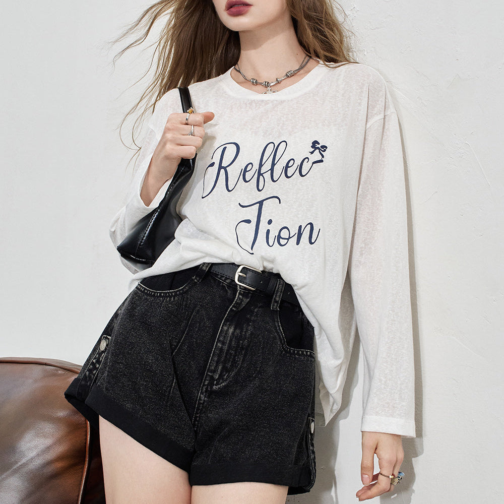 
                  
                    ELFSACK 2024 Summer New Arrivals Letter printed loose T-shirt for women Lazy casual hoodie with air conditioning
                  
                