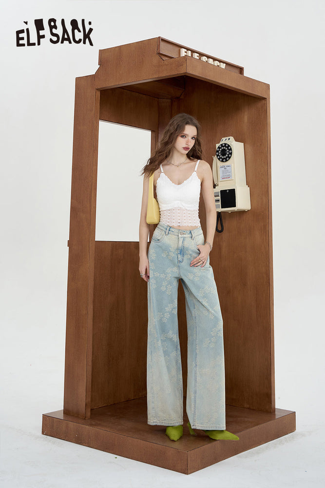 
                  
                    ELFSACK 2024 Summer New Arrivals Jacquard gradient jeans for women Wide leg pants
                  
                