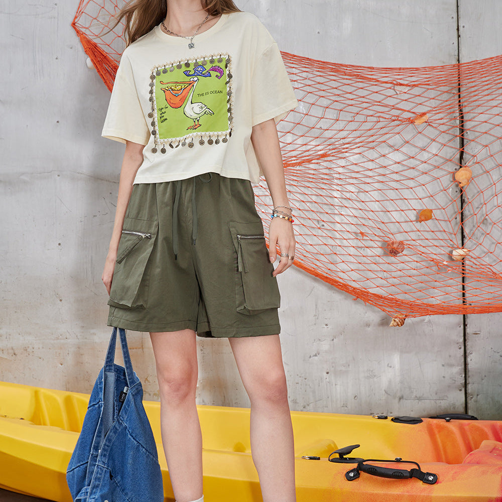 
                  
                    ELFSACK 2024 Summer New Arrivals Work style casual A-line shorts for women, loose and slimming pants
                  
                