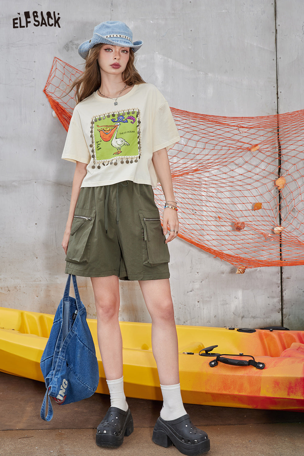 
                  
                    ELFSACK 2024 Summer New Arrivals Work style casual A-line shorts for women, loose and slimming pants
                  
                