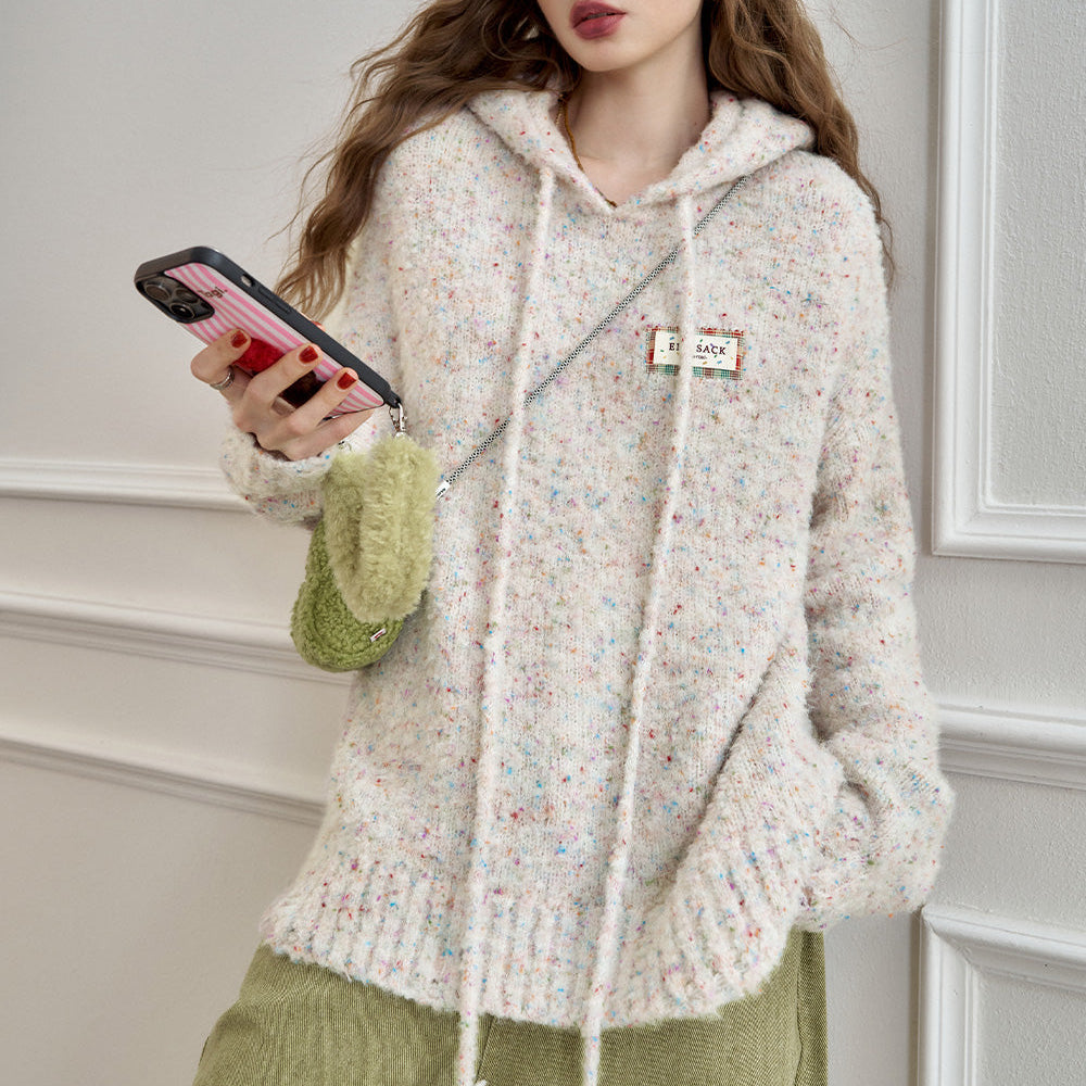 
                  
                    ELFSACK 2024 Autumn New Arrivals colorful fluffy hooded lazy style sweater for women
                  
                