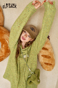 ELFSACK colorful fluffy hooded lazy style sweater
