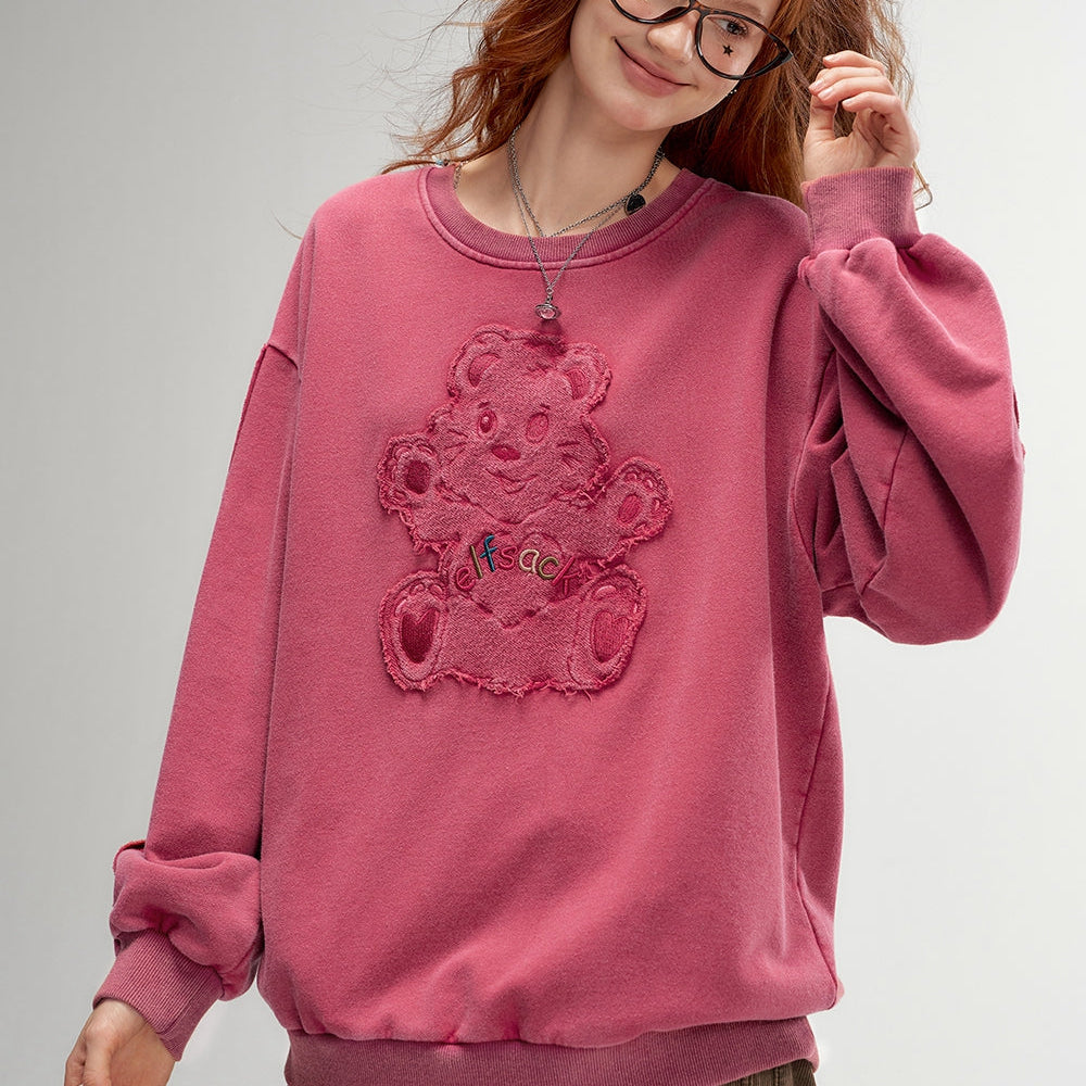 
                  
                    ELFSACK 2024 Autumn New Arrivals Lazy Style Bear Round Neck Loose Thin Sweatshirt for Women
                  
                