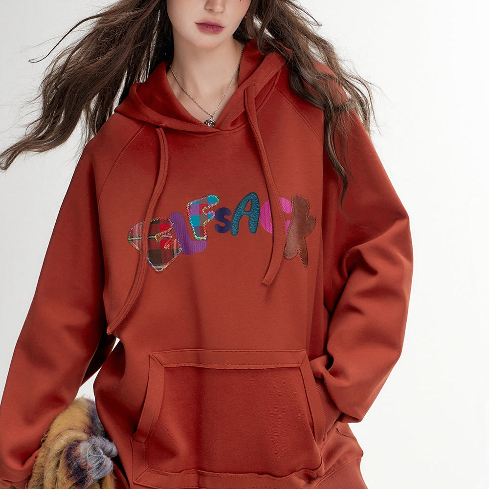 ELFSACK 2024 Autumn New Arrivals Letter Printed Hoodie for Women Loose Casual Thin Sweatshirt