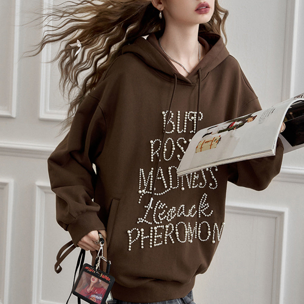 
                  
                    ELFSACK 2024 Autumn New Arrive American retro heavy-duty hooded sweatshirt for women, loose casual thin top
                  
                