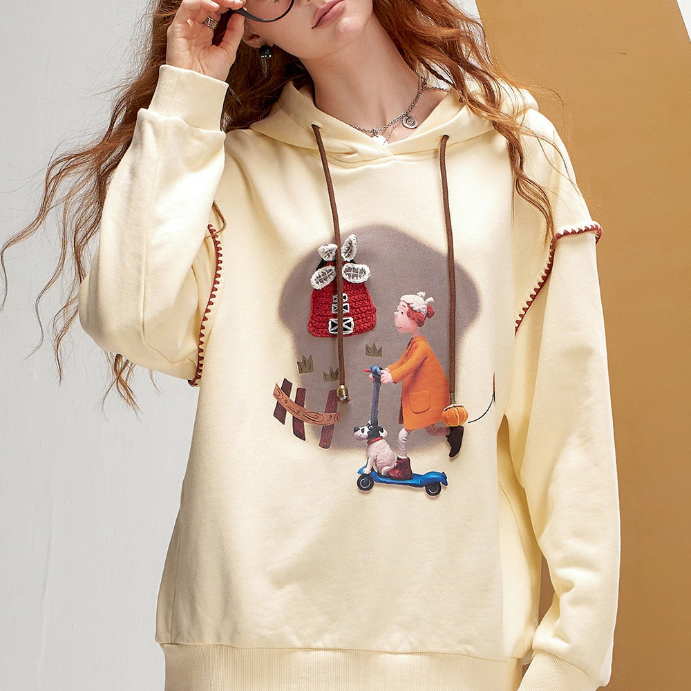 
                  
                    ELFSACK 2024 Autumn New Arrivals Fun Print Casual Hoodie for Women Loose Thin Sweatshirt
                  
                