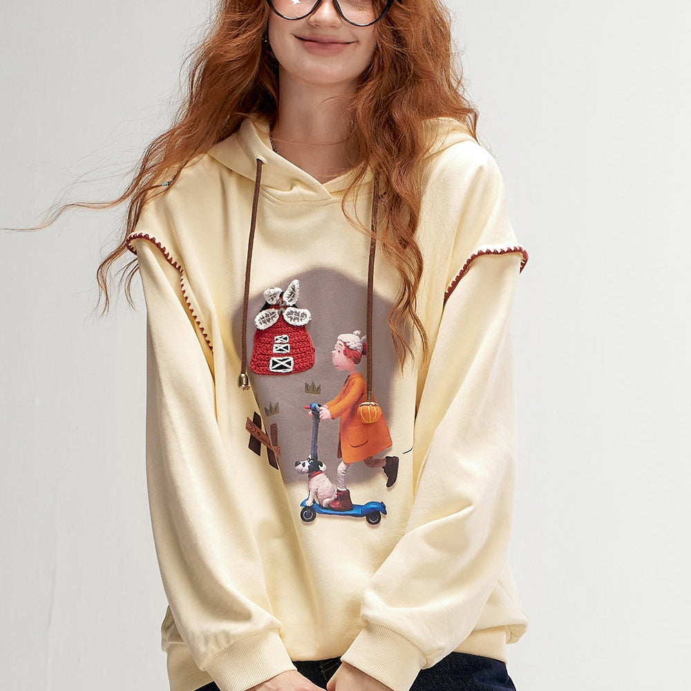 
                  
                    ELFSACK 2024 Autumn New Arrivals Fun Print Casual Hoodie for Women Loose Thin Sweatshirt
                  
                