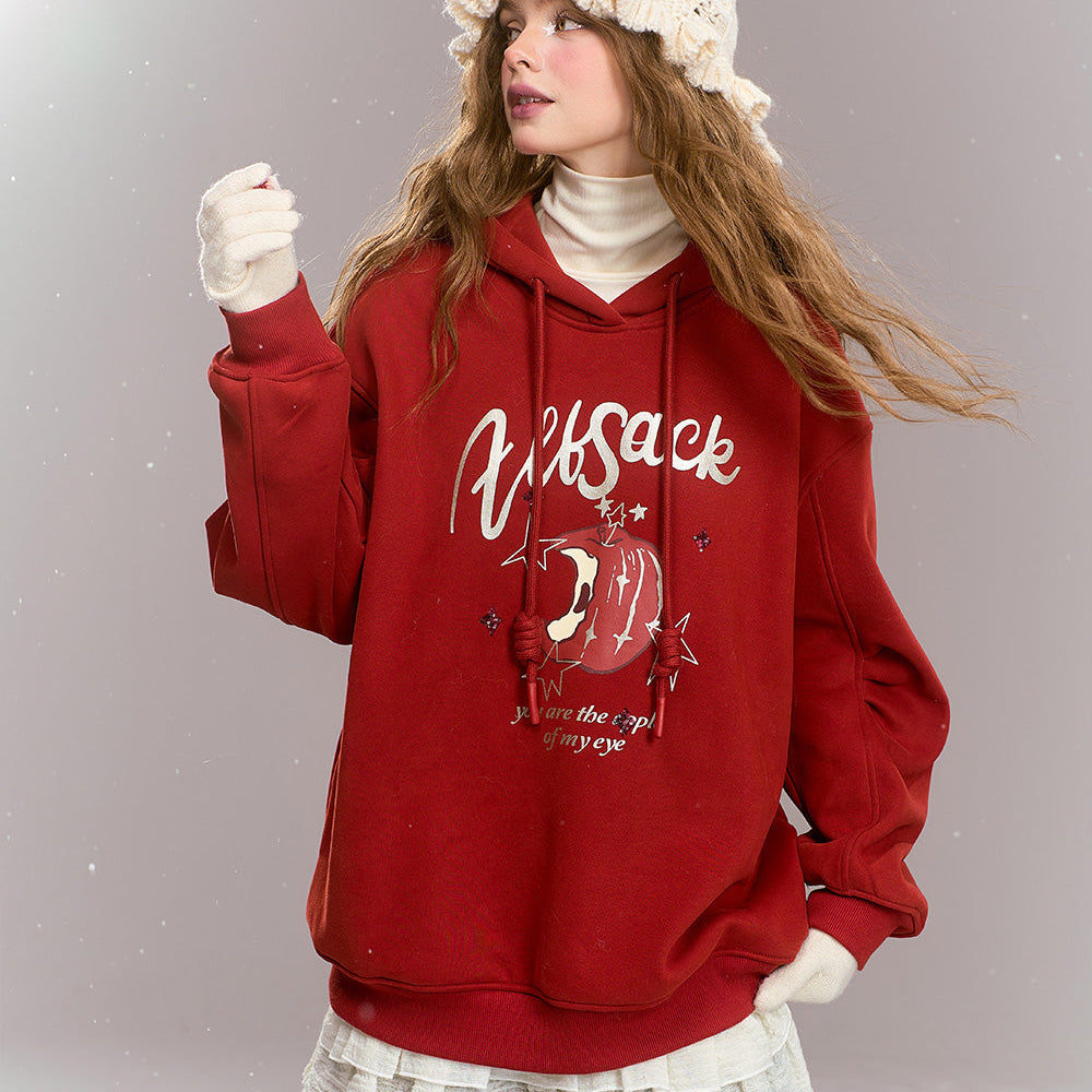 
                  
                    ELFSACK 2024 Winter New Arrivals Sweet Preppy style cartoon print hooded thick warm fleece-lined hoodie for women
                  
                