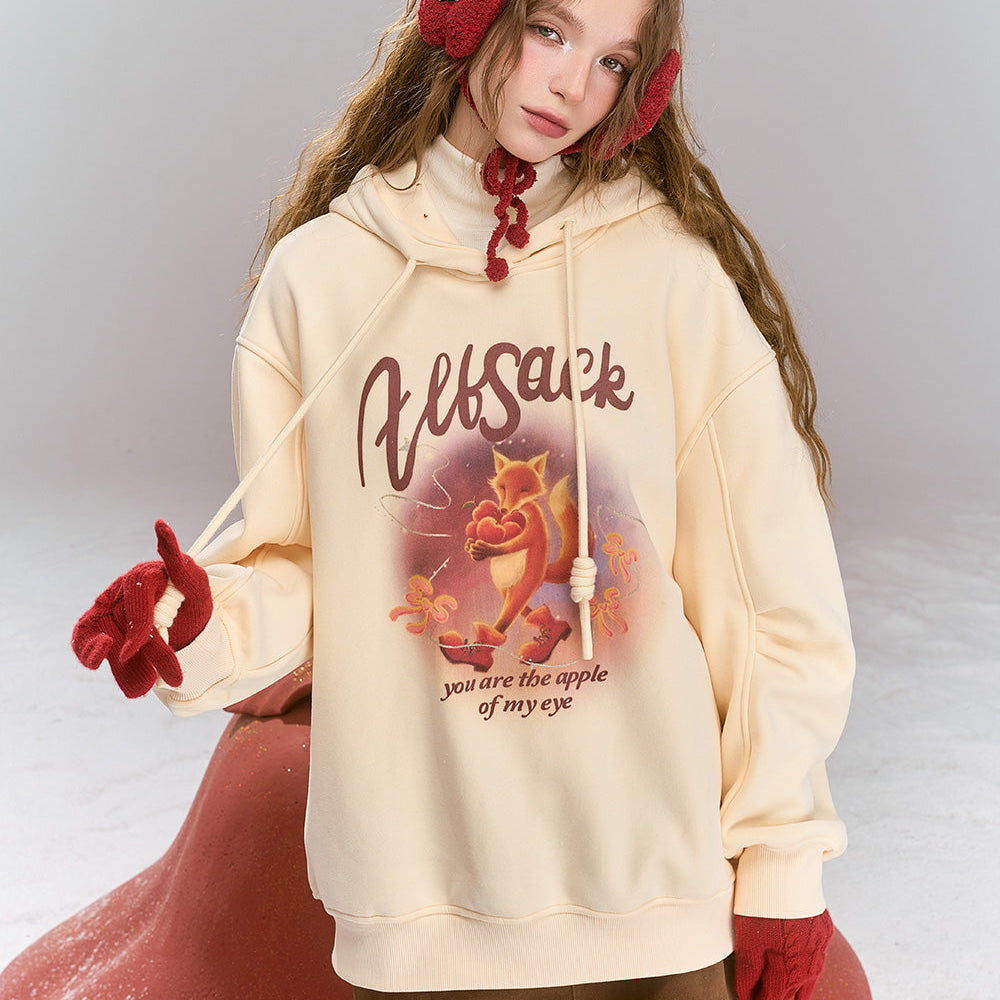 
                  
                    ELFSACK 2024 Winter New Arrivals Sweet Preppy style cartoon print hooded thick warm fleece-lined hoodie for women
                  
                