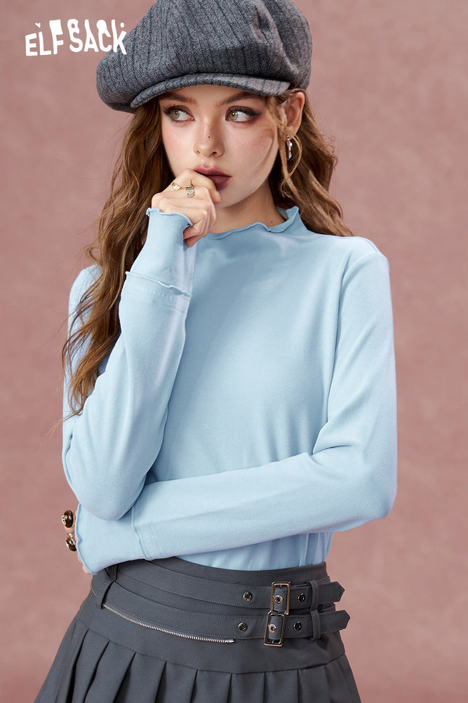 
                  
                    ELFSACK 2024 Autumn New Arrivals Casual basic all-match half-high collar bottoming shirt T-shirt for women
                  
                