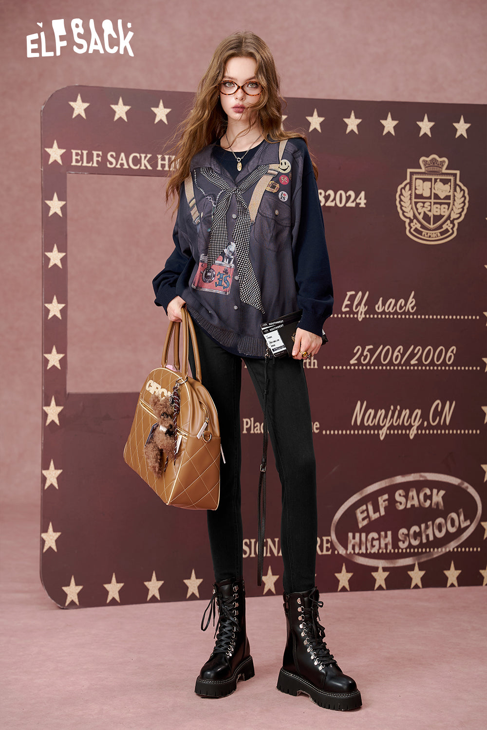 ELFSACK Black Versatile high waist skinny denim leggings