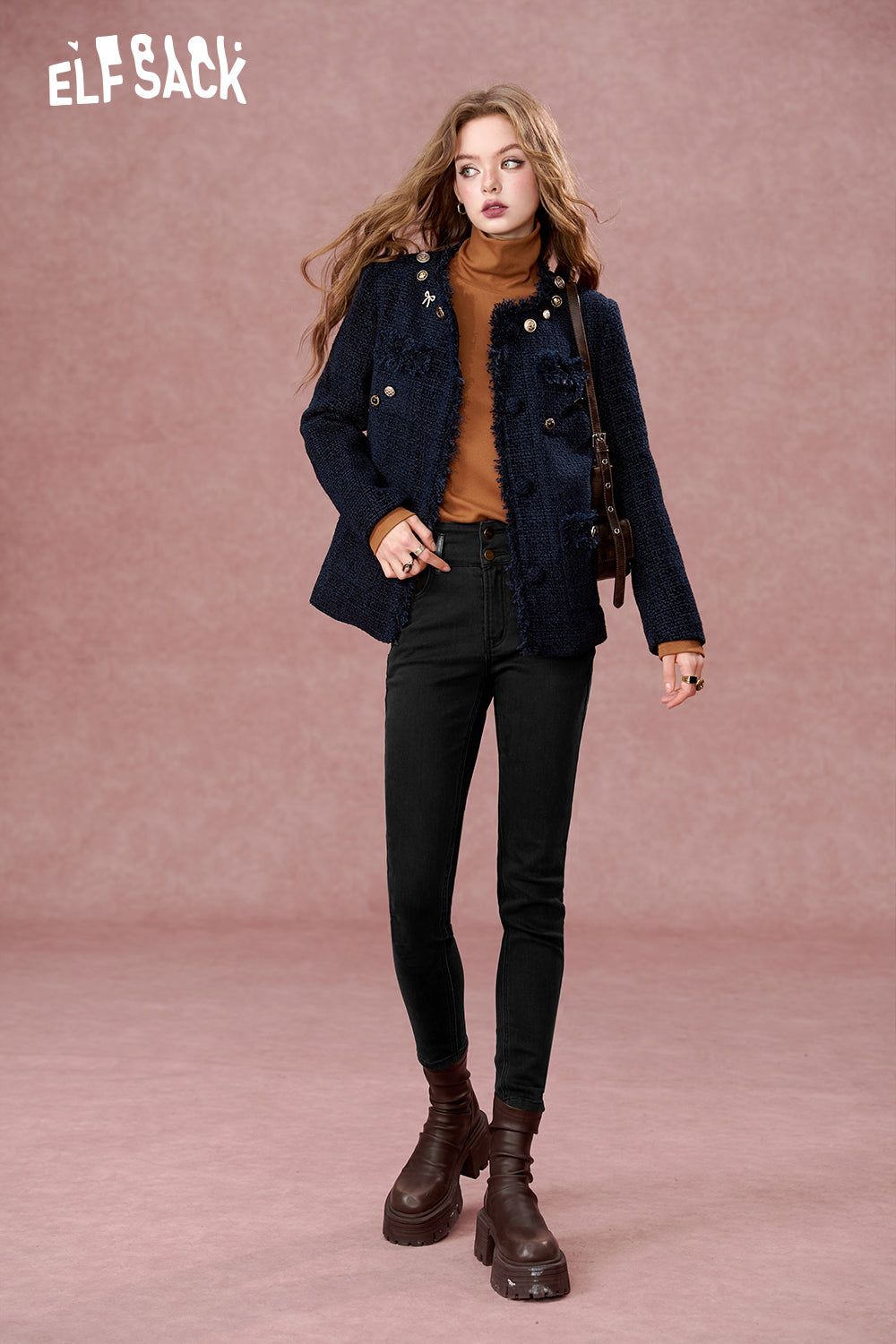 ELFSACK Black Versatile high waist skinny denim leggings