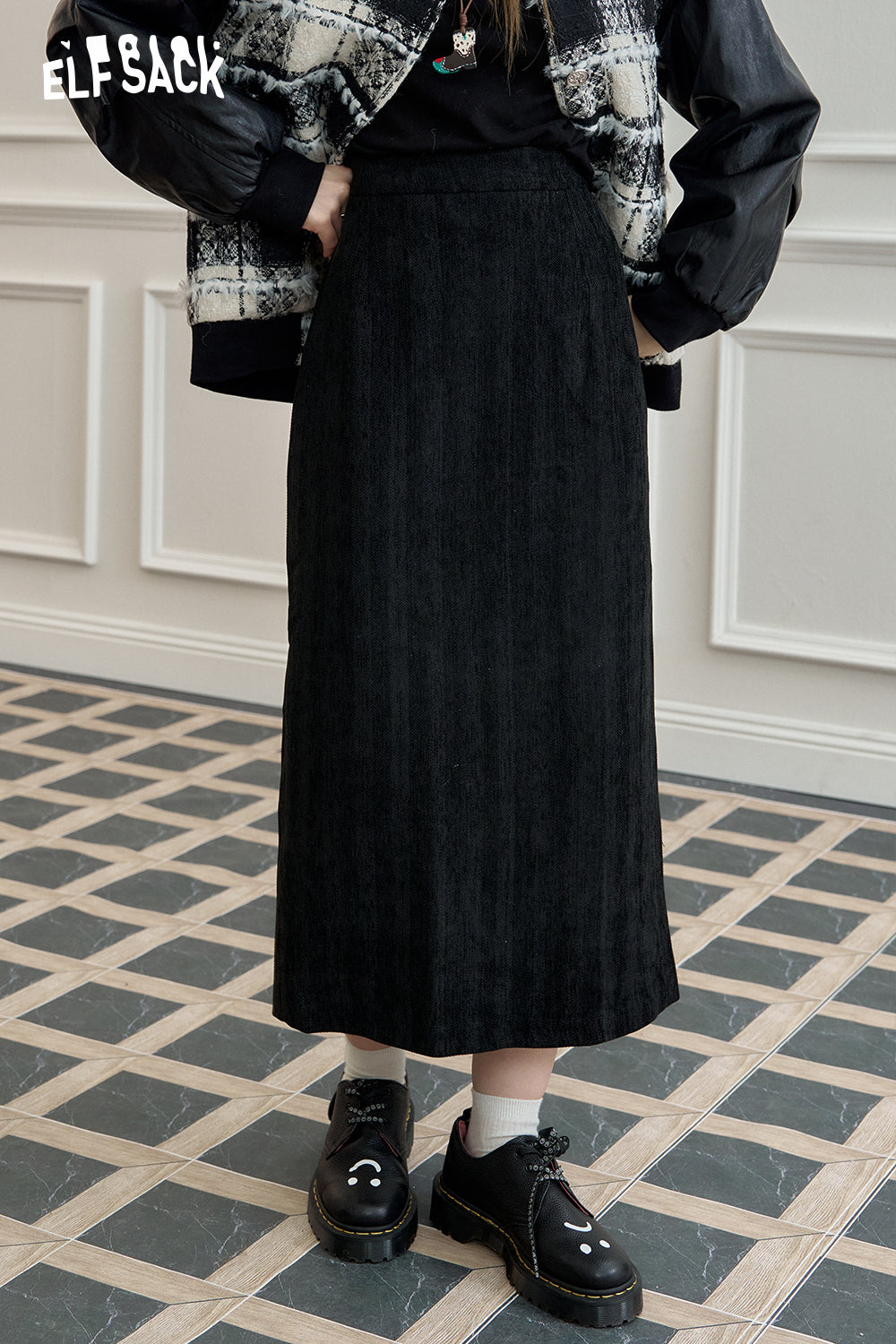 ELFSACK straight skirt, versatile commuting long skirt