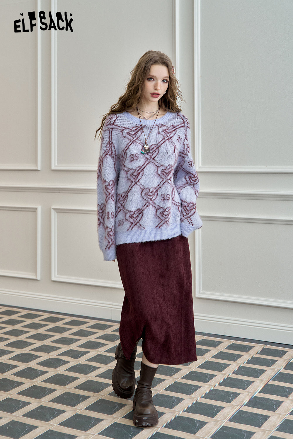 ELFSACK straight skirt, versatile commuting long skirt