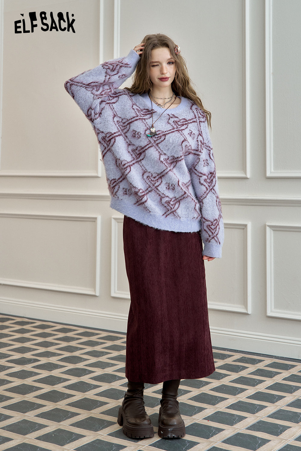 ELFSACK straight skirt, versatile commuting long skirt