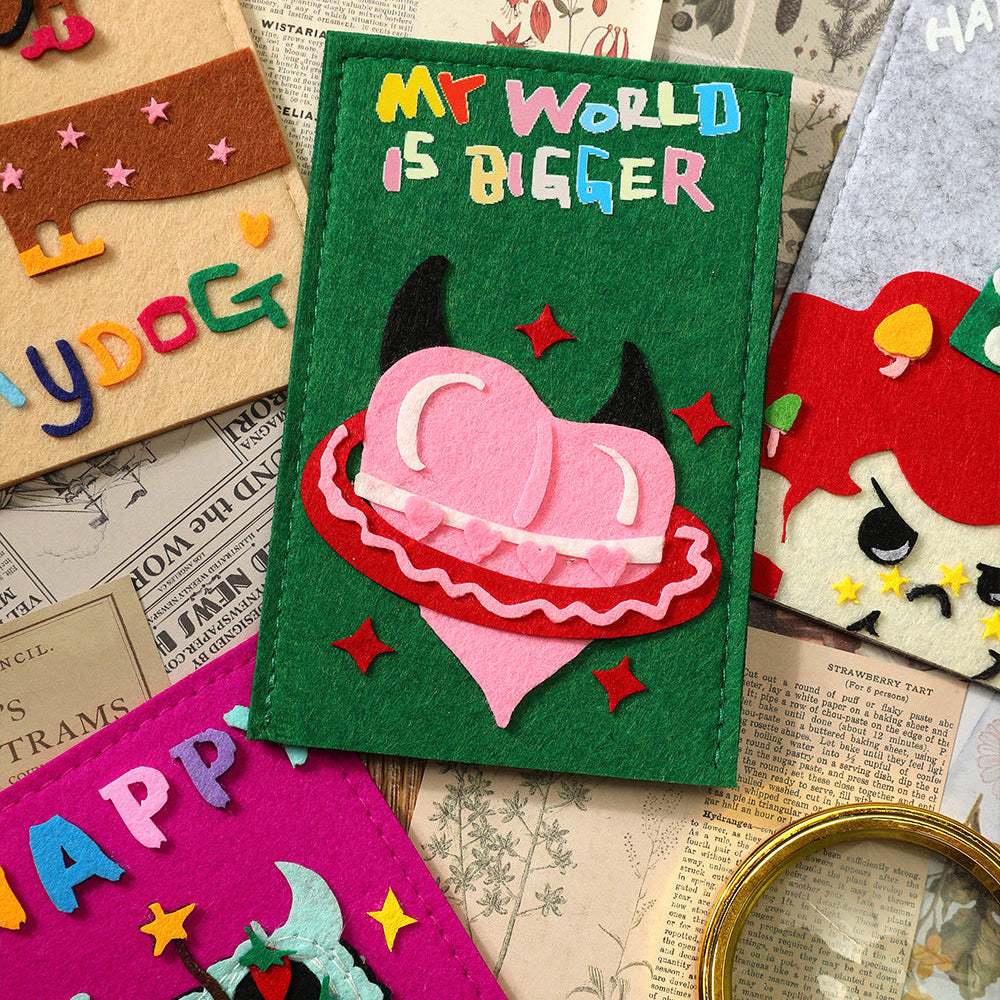 ELFSACK 2025 Spring New Arrivals Y2K Felt Board Cartoon Patches Greeting Cards