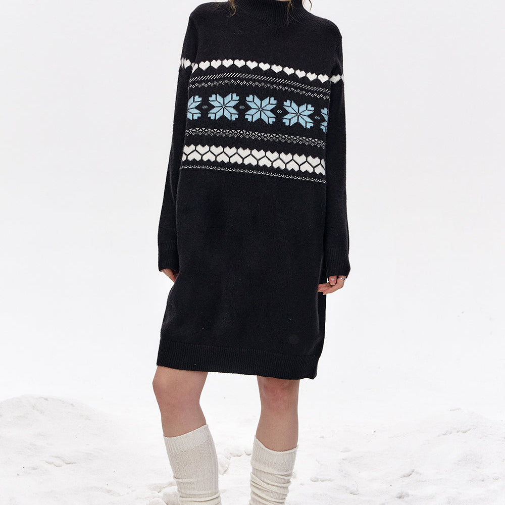 
                  
                    ELFSACK 2024 Winter New Arrivals Fair Isle straight knitted dress women inner wear Christmas outfit
                  
                